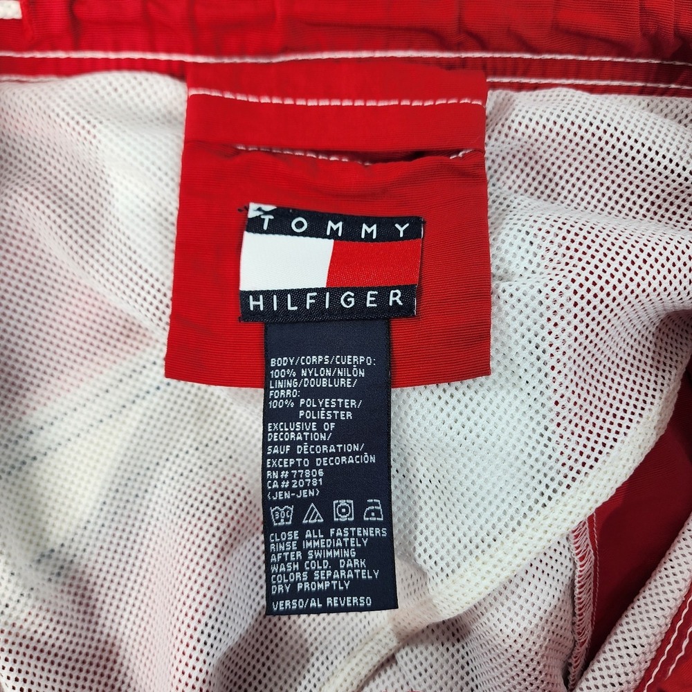 Tommy Hilfiger Flag Shorts Mens L 40x8 Red Board Shorts Swim Trunks Mesh Lined - Picture 16 of 16